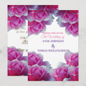 Faire-part de mariage, Roses roses (Devant / Derrière)