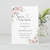 Faire-Part de Mariage Roses Roses Blush (Debout devant)