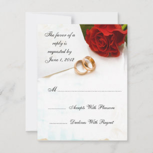 Faire part de mariage roses rouges RSVP