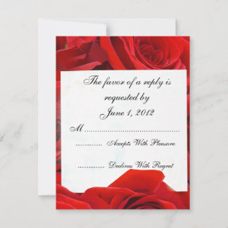 Faire part de mariage roses rouges RSVP