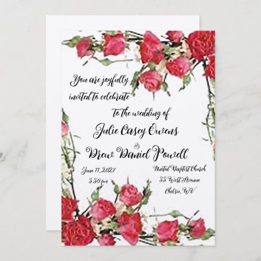 Faire-part de mariage Roses sont rouges (Devant / Derrière)