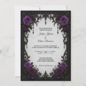Faire-part de mariage Roses Violettes (Devant)