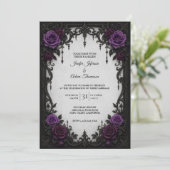 Faire-part de mariage Roses Violettes (Debout devant)