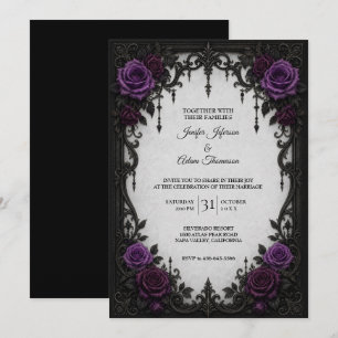 Faire-part de mariage Roses Violettes