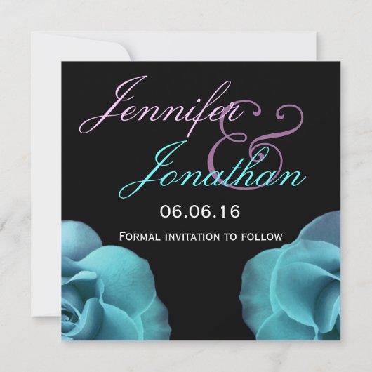 Faire-part de mariage Roses Violettes Bleues Enreg (Dos)