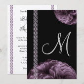 Faire-part de mariage Roses Violettes et Dentelle (Devant / Derrière)