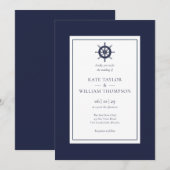 Faire-part de mariage roue de navire bleu marine (Devant / Derrière)