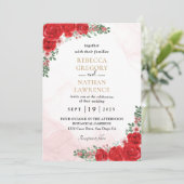 Faire-part de mariage rouge (Debout devant)