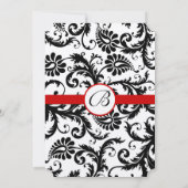 Faire-part de mariage rouge à molette noire Damask (Dos)