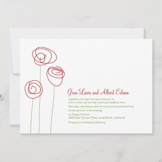 Faire-part de mariage rouge Abstrait (Devant)