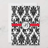 Faire-part de mariage rouge avec damassé monogramm (Dos)