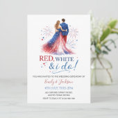 Faire-part de mariage Rouge Blanc et Moi (Debout devant)