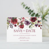 Faire-part de mariage rouge burgogne romantique Sa (Debout devant)