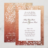 Faire-part de mariage rouge chaud de l'arbre rusti (Devant / Derrière)