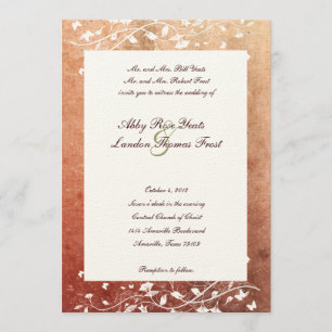 Faire-part de mariage rouge chaud de l'arbre rusti
