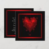 Faire-part de mariage rouge cœur rouge noir (Devant / Derrière)