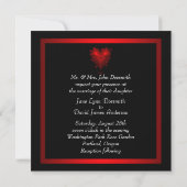 Faire-part de mariage rouge cœur rouge noir (Dos)