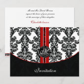 faire-part de mariage rouge damassé (Devant / Derrière)