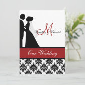 Faire-part de mariage rouge de couples de mariage (Debout devant)