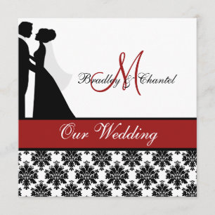 Faire-part de mariage rouge de couples de mariage