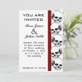 Faire-part de mariage (rouge) de crânes (Debout devant)