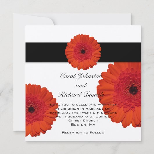 Faire-part de mariage rouge de Gerbera Daisy (Devant)