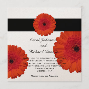 Faire-part de mariage rouge de Gerbera Daisy
