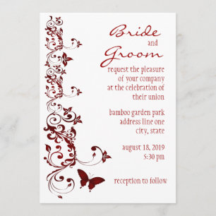 Faire-part de mariage rouge de papillon