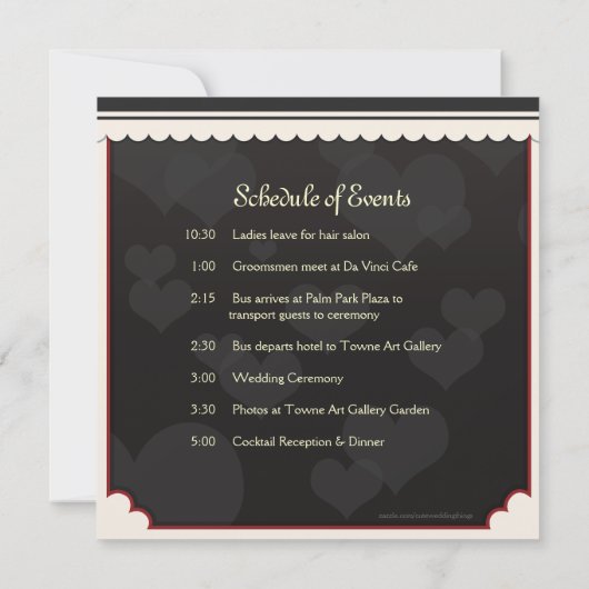 Faire-part de mariage rouge d'inséparables de (Dos)