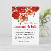 Faire-part de mariage rouge d'oeillet (Debout devant)