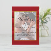 Faire-part de mariage rouge élégant (Debout devant)