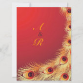 Faire-part de mariage rouge élégant en plumes de p (Dos)