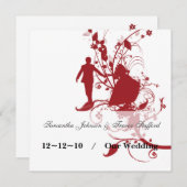 Faire-part de mariage rouge et blanc (Devant / Derrière)