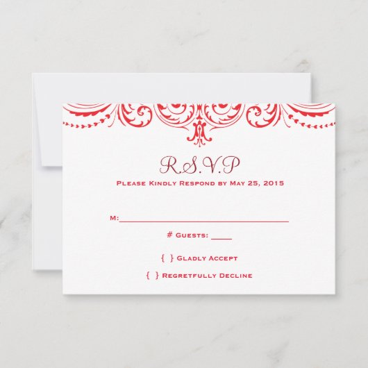 Faire-part de mariage rouge et blanc (Devant)