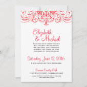 Faire-part de mariage rouge et blanc (Devant)