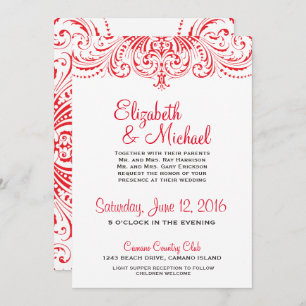 Faire-part de mariage rouge et blanc