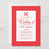 Faire-part de mariage rouge et blanc au monogramme (Devant)