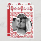Faire-part de mariage rouge et blanc avec photo (Devant / Derrière)