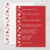 Faire-part de mariage rouge et blanc de feuille (Devant / Derrière)