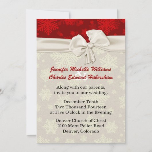 Faire-part de mariage rouge et en ivoire de (Devant)