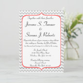 Faire-part de mariage rouge et gris de Chevron (Debout devant)