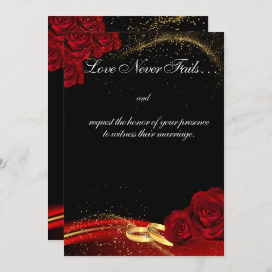 Faire-part de mariage rouge et noir (Devant / Derrière)