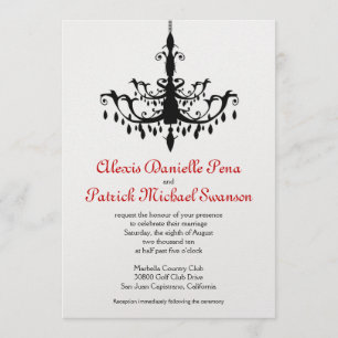 Faire-part de mariage, rouge et noir de lustre