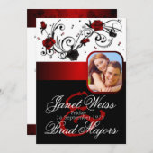 Faire-part de mariage rouge et noir moderne de (Devant / Derrière)