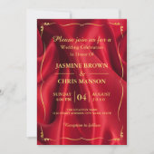 Faire-part de mariage Rouge Et Or Élégant Moderne (Devant)