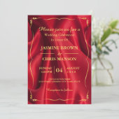 Faire-part de mariage Rouge Et Or Élégant Moderne (Debout devant)