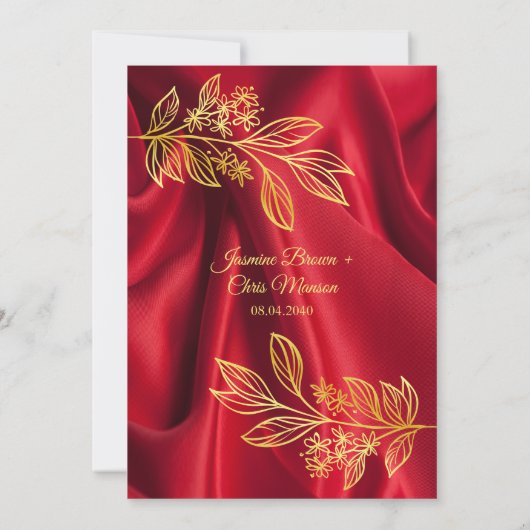 Faire-part de mariage Rouge Et Or Élégant Moderne (Dos)