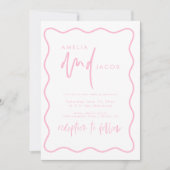 Faire-part de mariage Rouge et rose moderne (Devant)