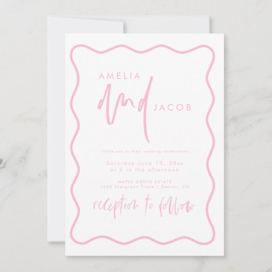 Faire-part de mariage Rouge et rose moderne (Devant)