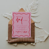 Faire-part de mariage Rouge et rose moderne